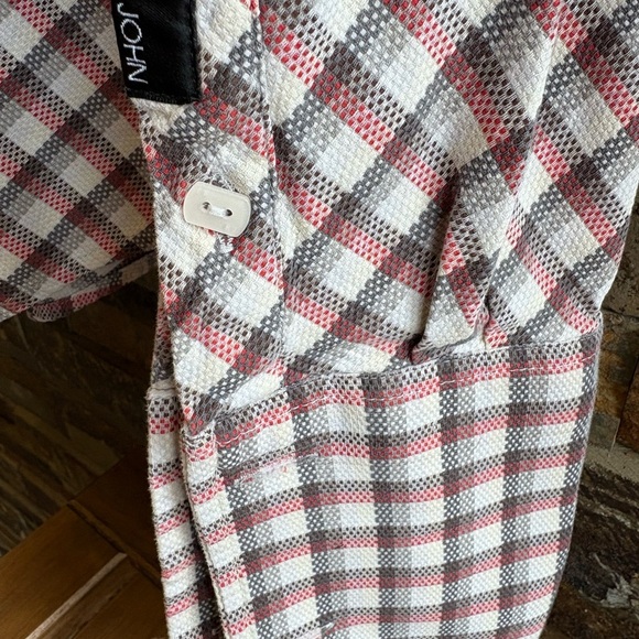 Sean John Men's Red, Grey and White Checkered Shirt - Picture 6 of 7